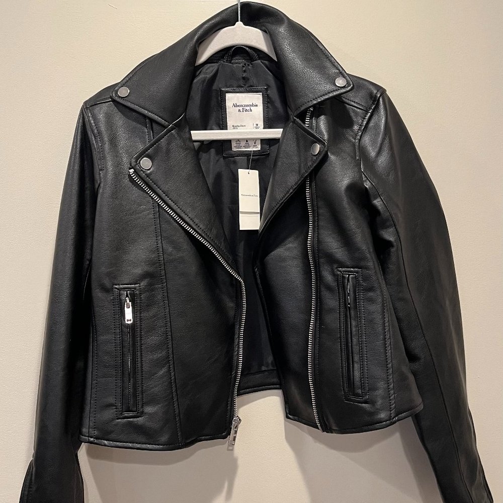 Abercrombie & Fitch Vegan Leather Moto Jacket, Size M